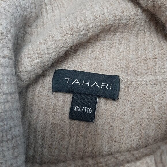 TAHARI Women's Beige Merino Wool Blend Knit Turtle Neck Pullover Sweater XXL - Picture 7 of 8